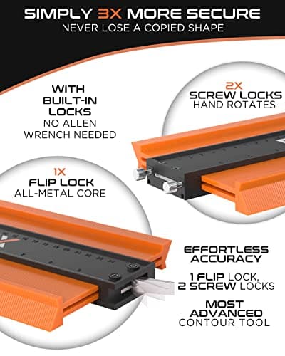 FIXX Extra-Wide Triple-Lock Contour Gauge Tool Set 10” & 5” ABS & Aluminum Alloy Pin Duplicator