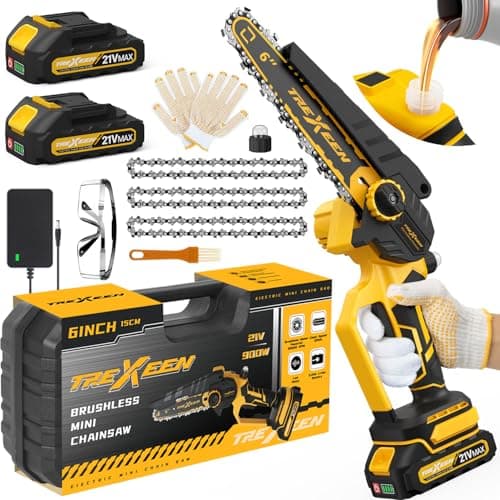 Upgrade 900W Cordless 6-Inch Mini Chainsaw with Auto Oiler for Wood Cutting