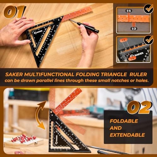 Saker 10" & 5" Contour Gauges + 12" Folding Square