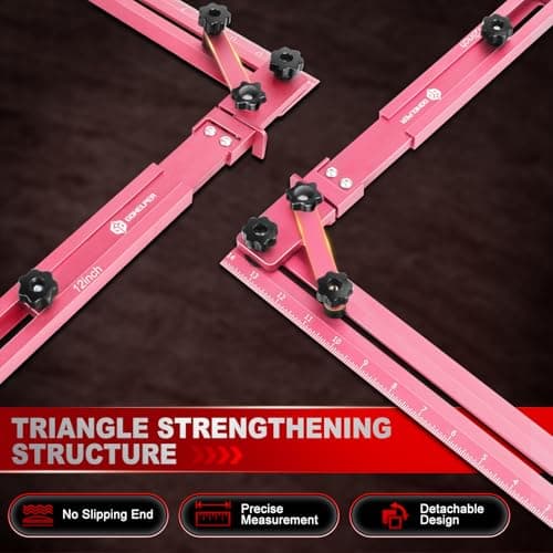 Stair Tread Template Tool with Angled Brace & Flip-Stop, 16.7" to 62.6" Adjustable Length