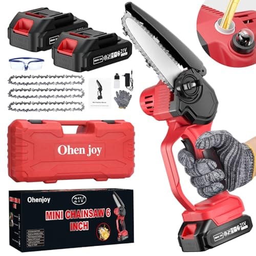Cordless 6-Inch Mini Chainsaw with Auto-Oiler & 2 Batteries - Ideal Gift for Men, Women, Seniors