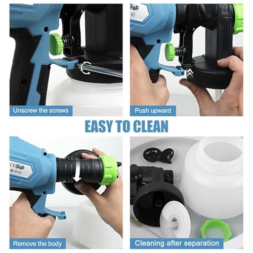 Cordless HVLP Paint Sprayer with 2 Batteries, 3 Nozzles, 1000ML Container for Home & Auto