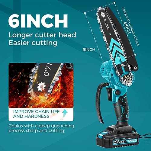 Saker 6 Inch Portable Cordless Electric Chainsaw