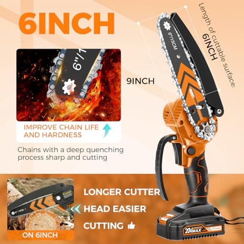 Saker SK1806D-O 6-Inch Portable Cordless Chainsaw