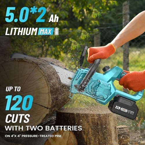 Cordless 12-inch Battery Chainsaw for Trees Wood Cutting