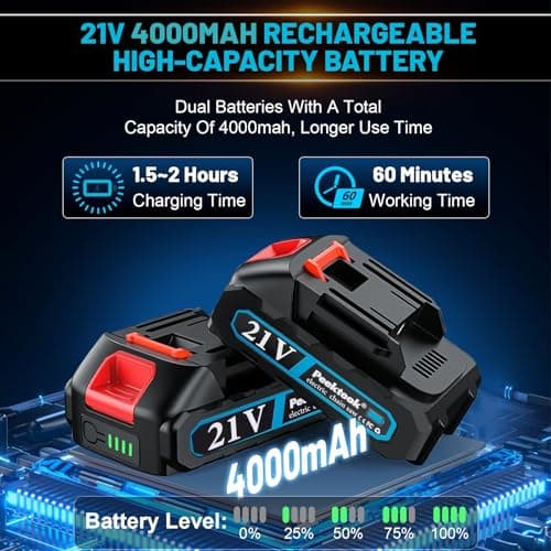 Peektook Cordless 6 Inch Mini Chain Saw with 2 x 2.0Ah Battery for Tree Trimming