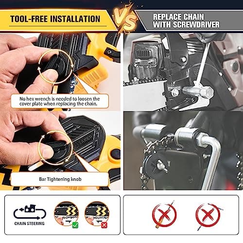 Saker Mini Cordless Chain Saw 6-Inch Lock-Switch Woods Cutting