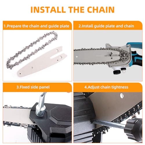 4 Inch Mini Chainsaw Chain and Bar Set for Cordless Pruner [4Chains + 2Bars]