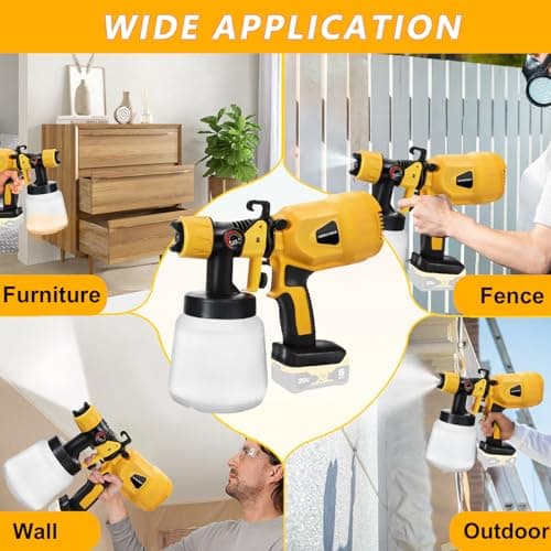 Cordless Paint Sprayer for DeWalt 20V MAX Battery, HVLP Spray Gun with 4 Nozzles and 3 Patterns, for House Painting, Interior and Exterior, Walls, Fence