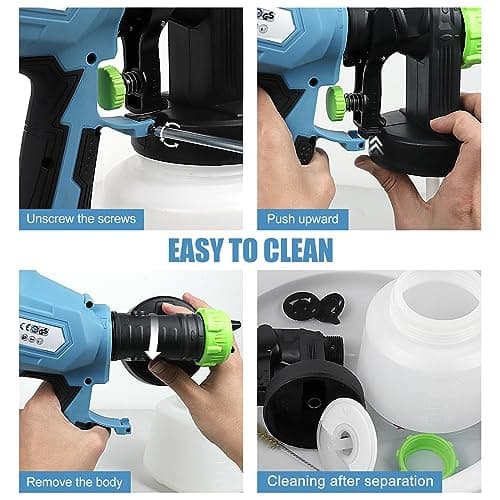 Battery Operated Cordless Paint Sprayer Kit with 2 Batteries and 3 Nozzles