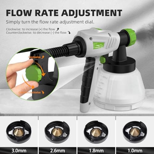 Huepar Tools 800W HVLP Paint Sprayer, 43 Fl Oz Container, 9.8ft Air Hose
