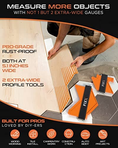 FIXX Extra-Wide Triple-Lock Contour Gauge Tool Set 10” & 5” ABS & Aluminum Alloy Pin Duplicator