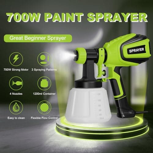 Electric Paint Sprayer with 4 Nozzles and 3 Patterns - Easy to Clean for Home Use