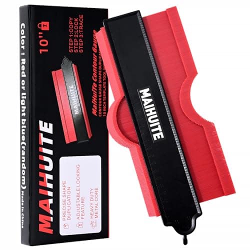 10" Adjustable Lock Contour Duplication Gauge, Precise Irregular Tracing Tool for DIY Handymen, Construction (RED)