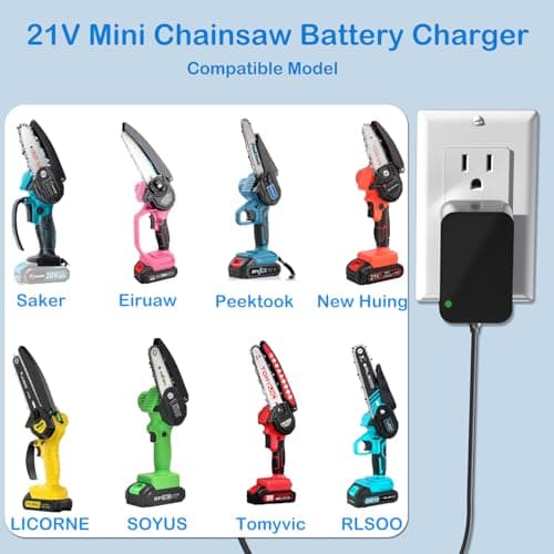 21V Mini Chainsaw Battery Charger for Eiruaw, Peektook, SOYUS, New Huing, RLSOO, Licorne, Tomyvic Li-ion Replacement AC