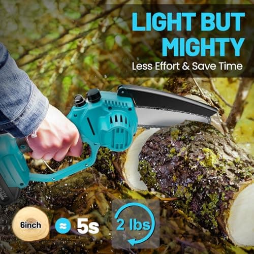 Cordless 6-Inch Mini Chainsaw with Auto-Oiler & 2 Batteries - Ideal Gift for Men, Women, Seniors