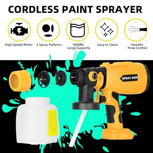 DeWalt 20V Cordless Paint Sprayer, 200W HVLP Brushless Motor, Easy to Clean