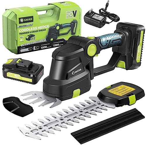 Saker 20V Cordless Hedge Trimmer - Grass Shears with 2PCS Battery & Charger