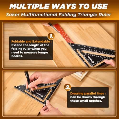 Saker Folding Square 12 inch and Contour Gauge (5 Inch) Profile Tool