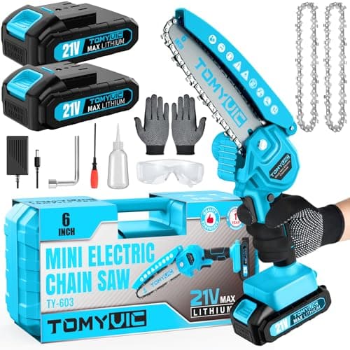 6-Inch Pink Cordless Mini Chainsaw - 21V Battery Operated for Tree Trimming