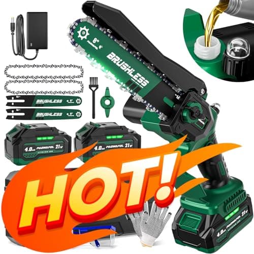 Cordless 6 Inch Mini Chainsaw with Automatic Oiler & 2PCS 21V Battery