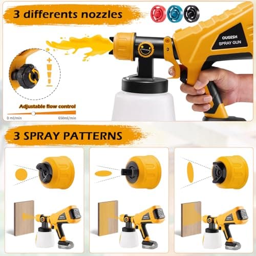 OUGESH Dewalt 20V Cordless Paint Sprayer for Home Painting (Yellow)