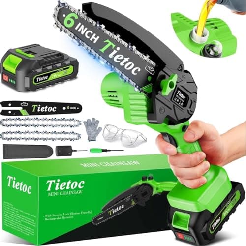 tietoc 6" Mini Chainsaw with 2 Batteries, Gifts for Men, Dad, Husband, Gardener