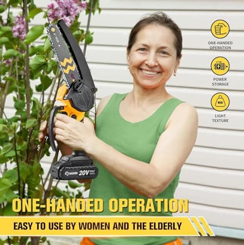 Saker Mini Cordless Chain Saw 6-Inch Lock-Switch Woods Cutting