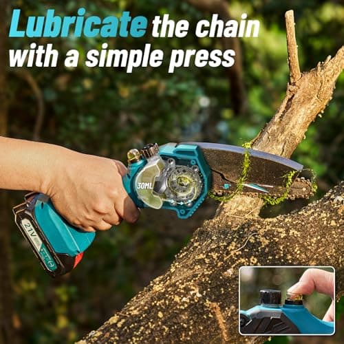 Seesii CH600+ 6" Cordless Chainsaw, 2x2000mAh Batteries & Oiler System
