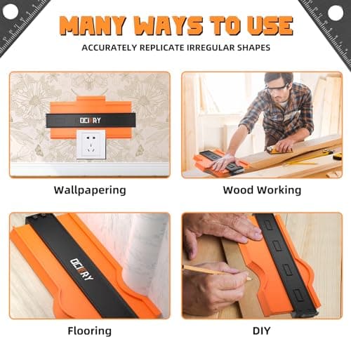 Adjustable 10" Lock Contour Gauge, Woodworking Tool, Gifts for Men (Orange)