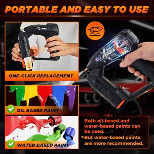 Spray Bottle Set for Saker Paint Sprayer Gun: 6 Bottles, 6 Nozzles, 6 Cleaning Needles