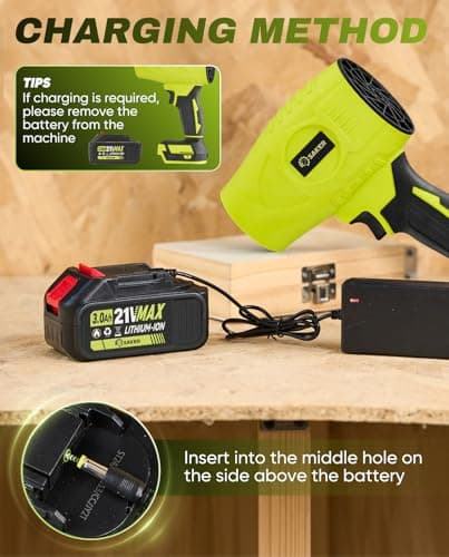 Saker Cordless Leaf Blower 180000 RPM Turbo Jet for Patio & Camping Green