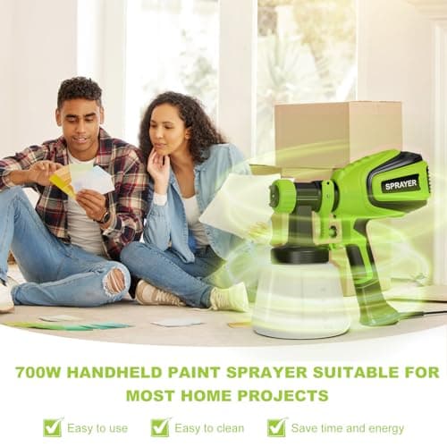 Electric Paint Sprayer with 4 Nozzles and 3 Patterns - Easy to Clean for Home Use