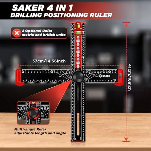 Saker 4-in-1 Multi-function Scribing Drilling Ruler