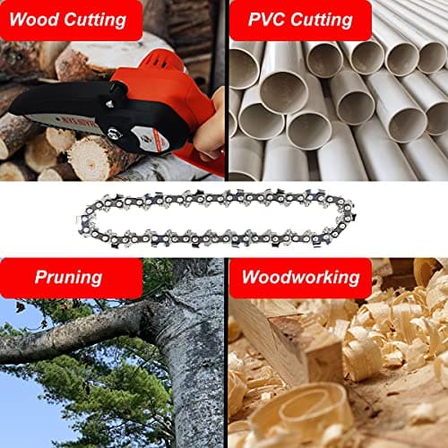 Mini Cordless Battery Chainsaw Chain, 4 Inch Replacement (4pcs)