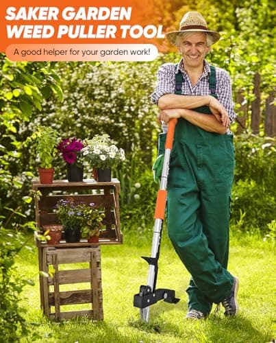 Saker Weed Puller Tool Stand, Heavy Duty, Long Handle, Stainless Steel Claws