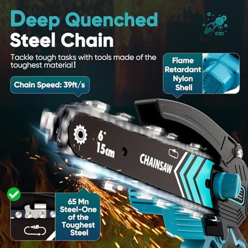 Mini Chain Saw 6-Inch Portable Handheld Chainsaw for Wood Cutting and Tree Trimming
| 2000mAh Battery 2 Pack Mini Chain Saw for Gardening and DIY Projects
| Seniors Friendly Mini Chainsaw Cordless 6-Inch for Camping and Wood Cutting