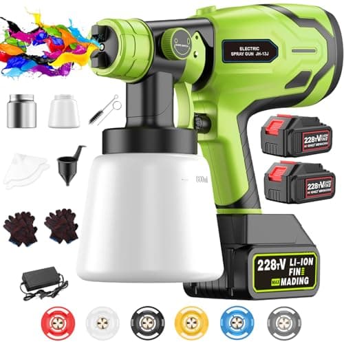 Cordless Brushless Paint Gun for Furniture & House Painting (2x 4.0Ah Battery Included)