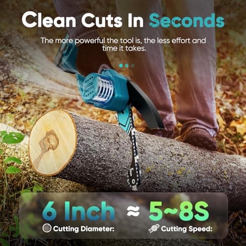 Mini Chain Saw 6-Inch Portable Handheld Chainsaw for Wood Cutting and Tree Trimming
| 2000mAh Battery 2 Pack Mini Chain Saw for Gardening and DIY Projects
| Seniors Friendly Mini Chainsaw Cordless 6-Inch for Camping and Wood Cutting