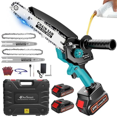 Cordless 8" & 6" Electric Chainsaw, Battery Powered for Tree Trimming, Perfect Gardening Tool for Men & Dads