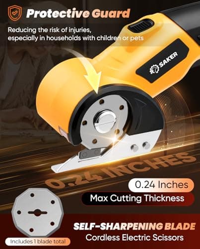 Saker Cordless Rotary Cutter, 4V Rechargeable, LED Light, Safety Lock