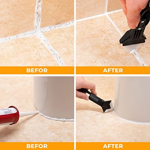 Saker Silicone Caulking Tools: Grout Remove Scraper & Contour Gauge