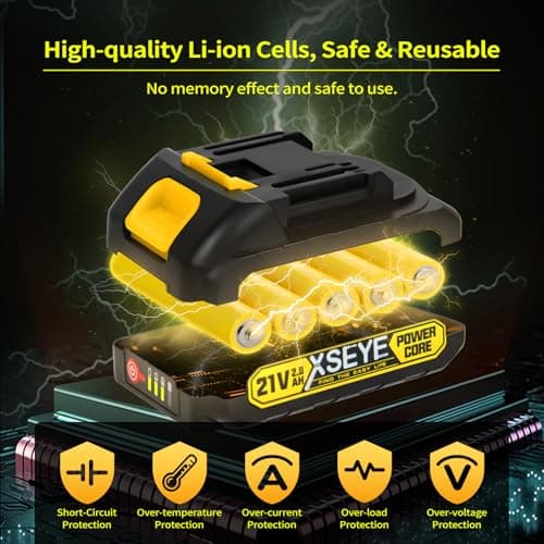 XSEYE Mini 6 Inch Cordless Chainsaw, 21V Battery & Charger, Wood Cutting Gardening Tool