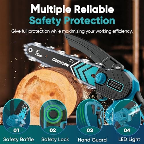 Mini Chain Saw 6-Inch Portable Handheld Chainsaw for Wood Cutting and Tree Trimming
| 2000mAh Battery 2 Pack Mini Chain Saw for Gardening and DIY Projects
| Seniors Friendly Mini Chainsaw Cordless 6-Inch for Camping and Wood Cutting