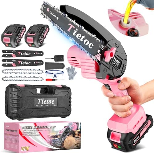 tietoc 6" Mini Chainsaw with 2 Batteries, Gifts for Men, Dad, Husband, Gardener