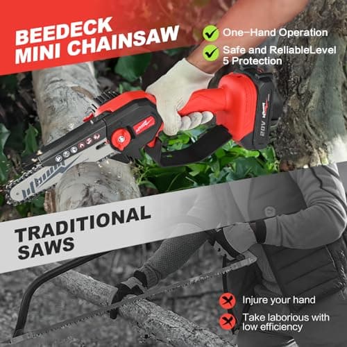 Mini Cordless Electric Chainsaw, 6" Portable Handheld for Wood Cutting & Trimming-Battery Powered