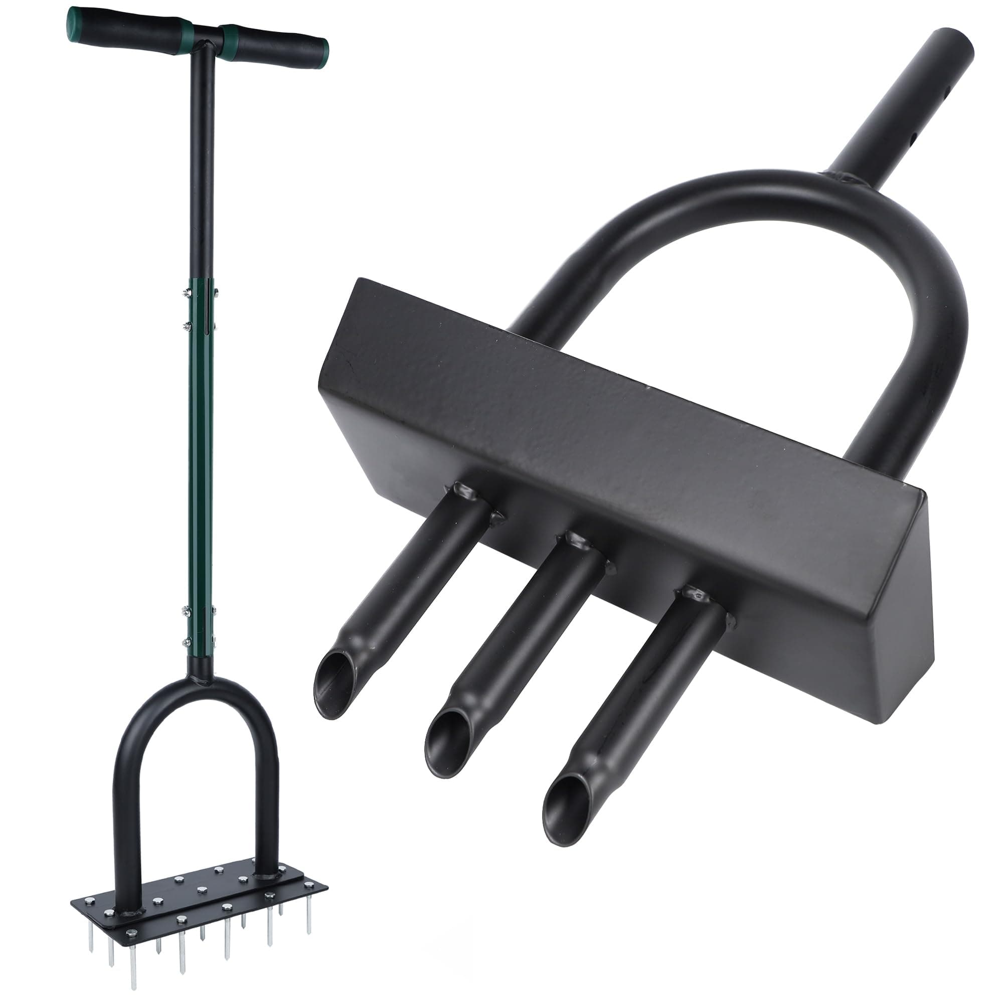 YOFIT 3-in-1 Manual Lawn Aerator with Spikes and Soil Tray