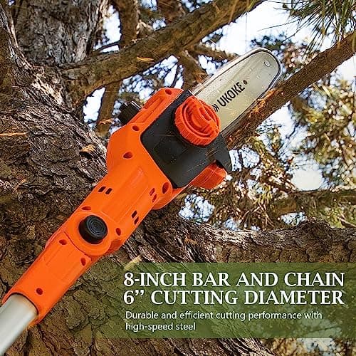Ukoke 40V 8-Inch Cordless Pole Saw with 2.0Ah Battery & Charger - Easy Tree Trimming!
