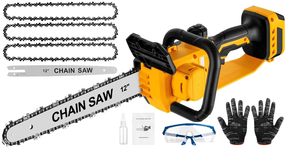 Dewalt Compatible Cordless Mini Chainsaw 12" Brushless Electric with Auto Oiler & Security Lock