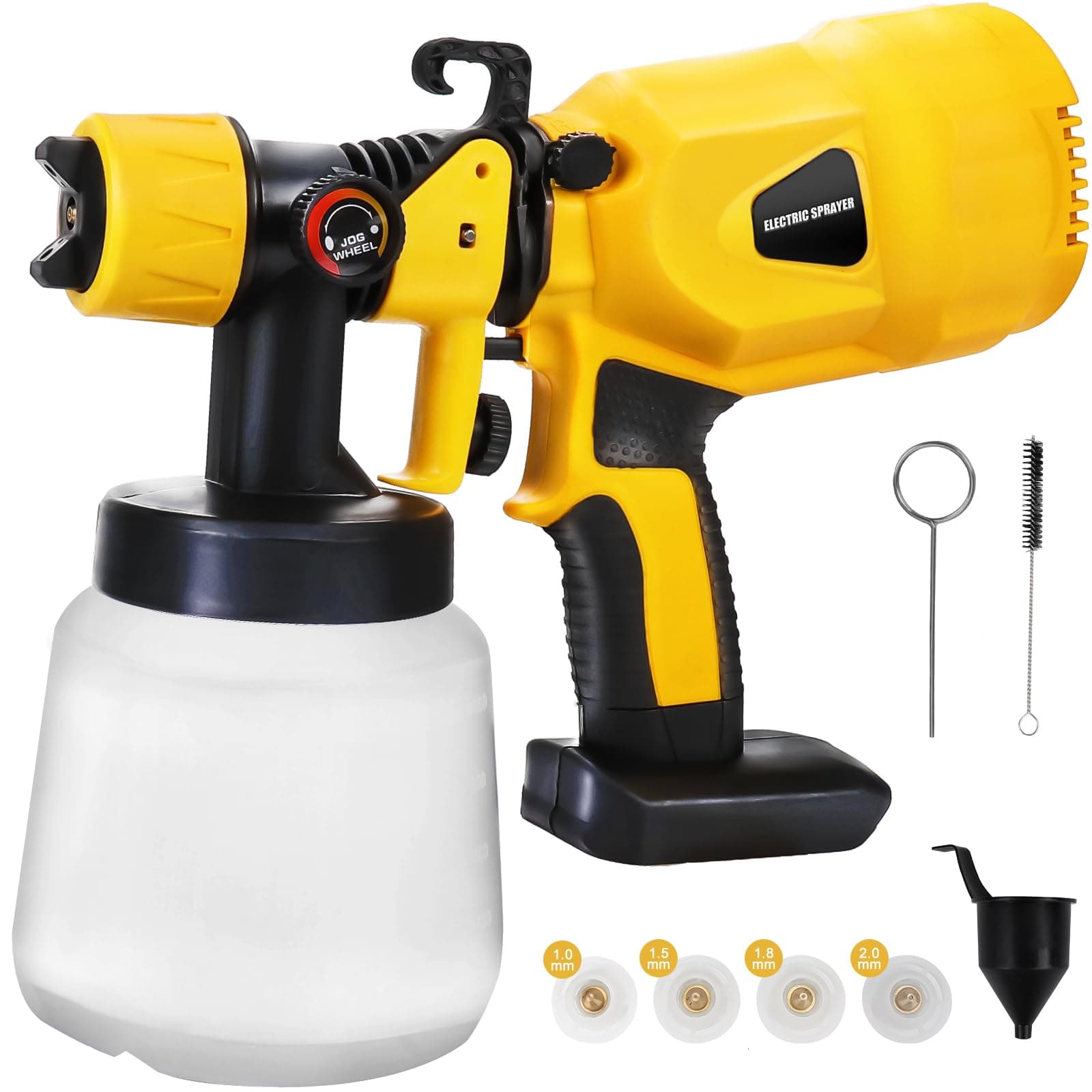 Cordless Paint Sprayer for DeWalt 20V MAX Battery, HVLP Spray Gun with 4 Nozzles and 3 Patterns, for House Painting, Interior and Exterior, Walls, Fence